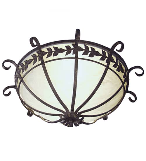 Florentine 2 Light 24" Wide Flush Mount Bowl Ceiling Fixture with White Shade - Pompeii Gold Finish