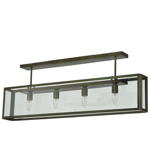 Affinity 4 Light 47" Wide Semi-Flush Ceiling Fixture - Weathered Brass Finish
