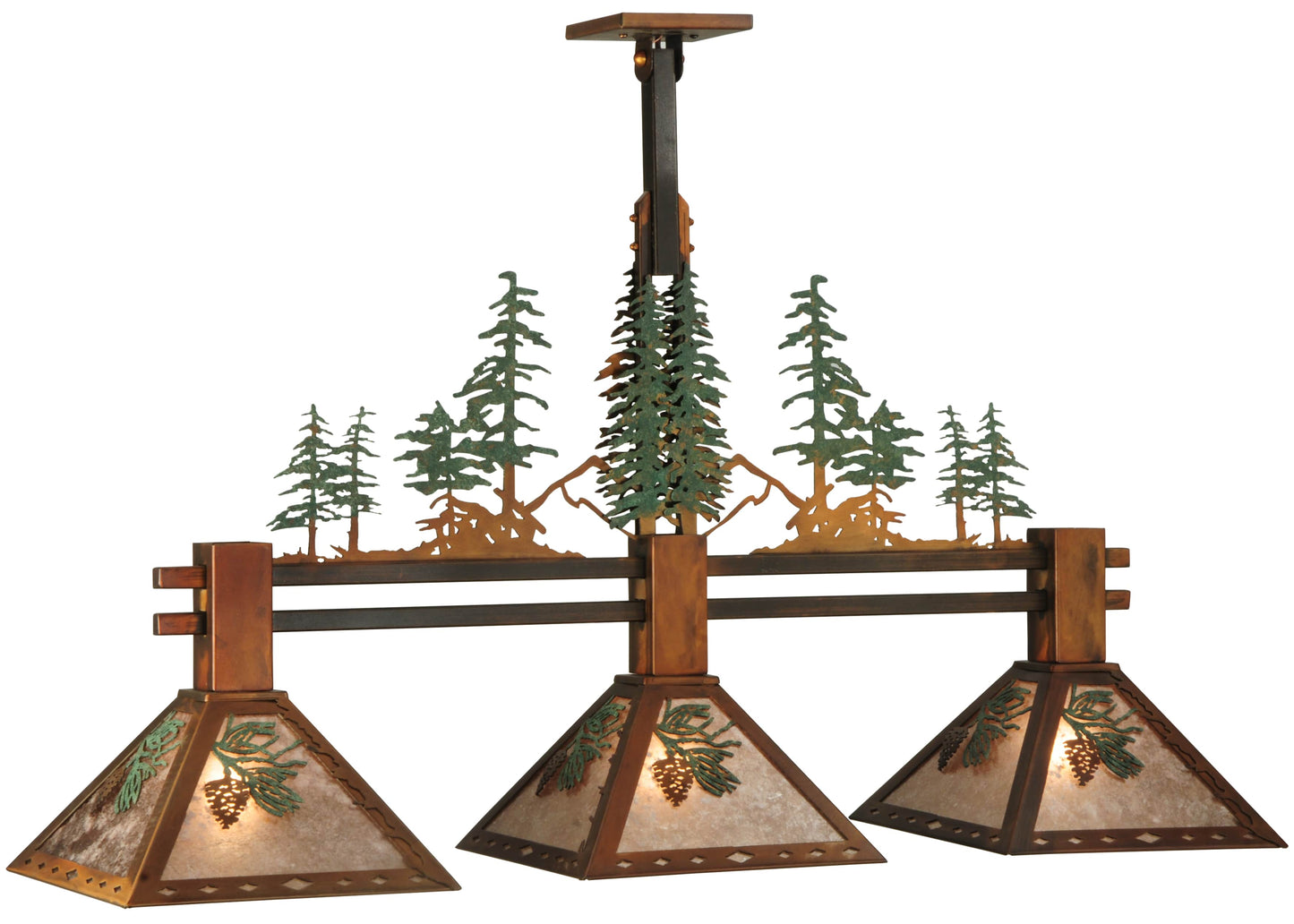 44.25" L Winter Pine 3 Light Island Chandelier