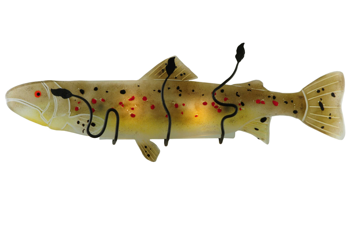 30" W Brown Trout Fused Glass Wall Sconce