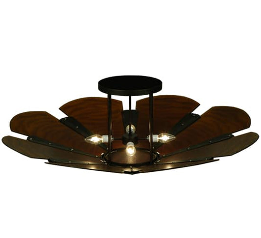 Metro Fusion 4 Light 49" Wide Semi-Flush Bowl Ceiling Fixture with Fused Glass Shade - Mahogany Bronze Finish
