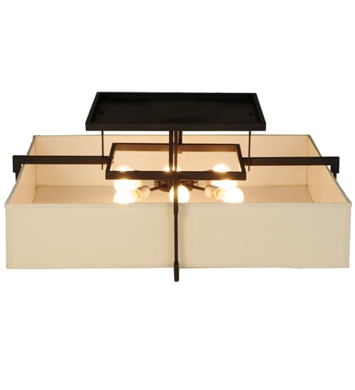 Quadrato Massage 8 Light 55" Wide Semi-Flush Square Ceiling Fixture