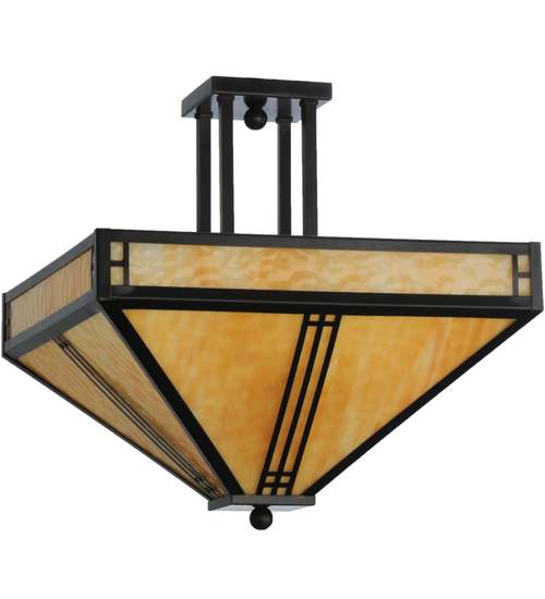 Prairie Loft 4 Light 26" Wide Semi-Flush Ceiling Fixture - Craftsman Brown Finish