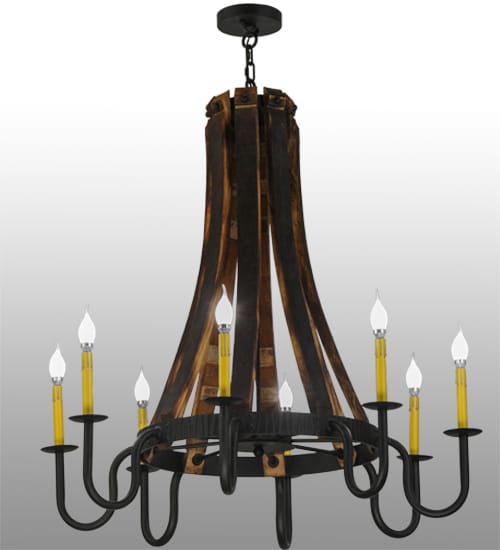 Barrel Stave Madera 8 Light 40" Wide Taper Candle Style Chandelier