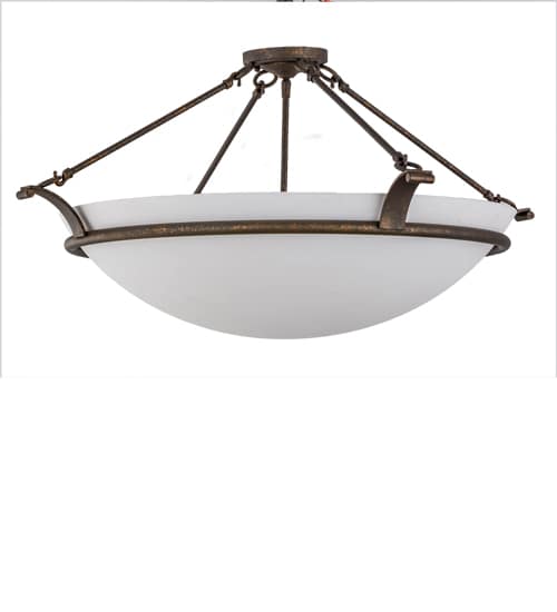 Almeria 4 Light 32" Wide Semi-Flush Bowl Ceiling Fixture with Statuario Idalight Shade - Gilded Tobacco Finish