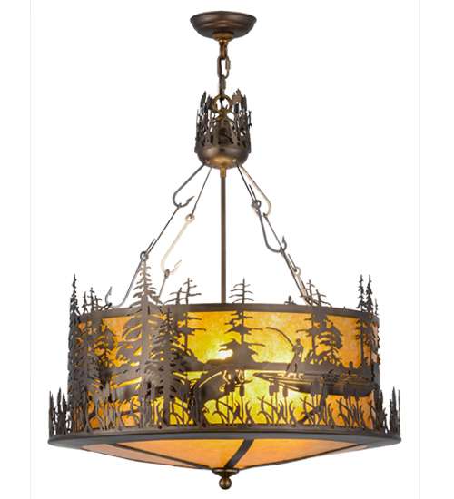 Bass and Fisherman 4 Light 26" Wide Pendant