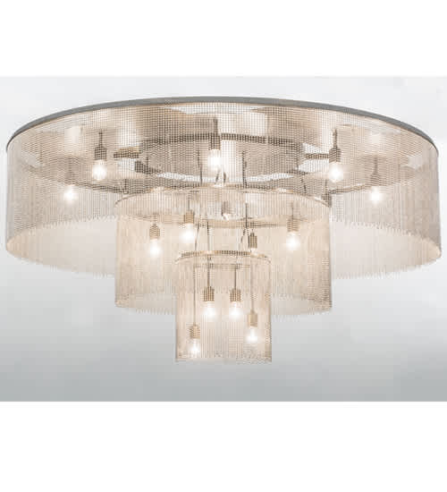 Niagara 16 Light 72" Wide Flush Mount Ceiling Fixture - Nickel / Chrome Finish