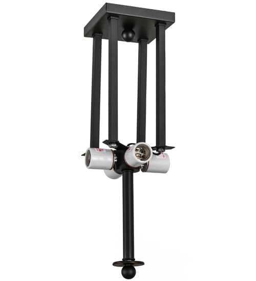 Prairie Loft 4 Light 26" Wide Semi-Flush Ceiling Fixture - Textured Black Finish