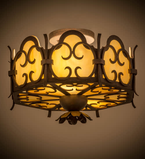 Radha 2 Light 15" Wide Semi-Flush Drum Ceiling Fixture