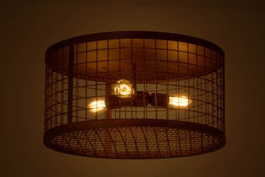 Paloma Golpe 3 Light 24" Wide Flush Mount Drum Ceiling Fixture