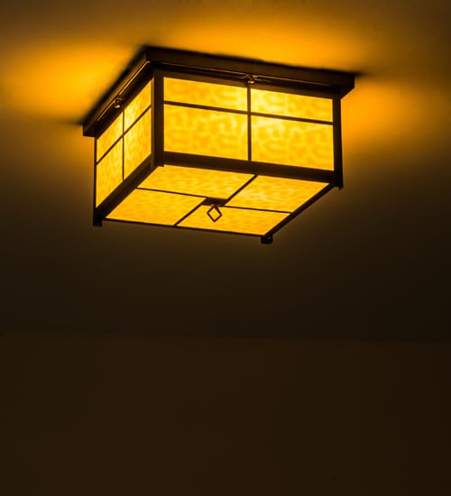 Mission 4 Light 24" Wide Flush Mount Square Ceiling Fixture - Transparent Copper Finish