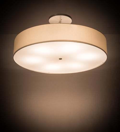Cilindro 6 Light 42" Wide Semi-Flush Drum Ceiling Fixture - Nickel Finish