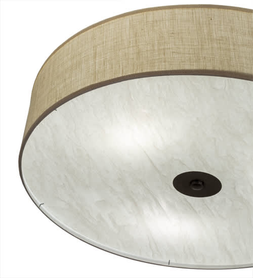 Cilindro 3 Light 36" Wide Semi-Flush Drum Ceiling Fixture with Off-White Shade - Nickel Finish