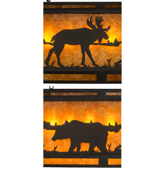 Moose and Black Bear 9 Light 18" Wide Linear Pendant