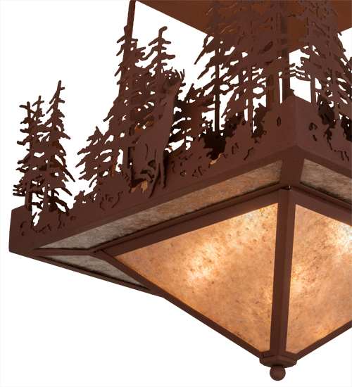 Wildlife at Pine Lake 4 Light 33" Wide Semi-Flush Ceiling Fixture