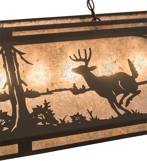 Elk and Deer at Lake 9 Light 18" Wide Linear Pendant