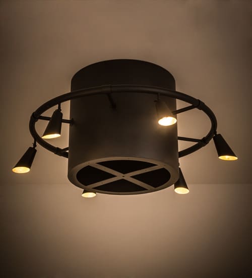 Column-Surround 6 Light 60" Wide Semi-Flush Ceiling Fixture