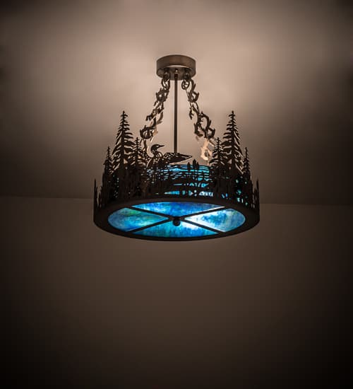 Loon 4 Light 20" Wide Semi-Flush Drum Ceiling Fixture