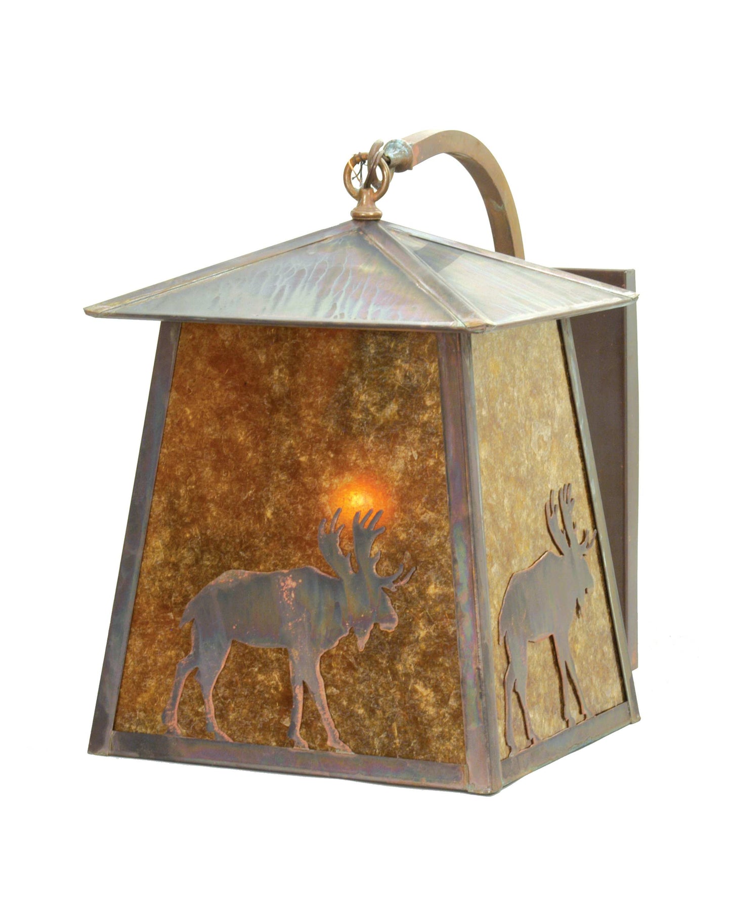 14" Wide Stillwater Lone Moose Curved Arm Wall Sconce