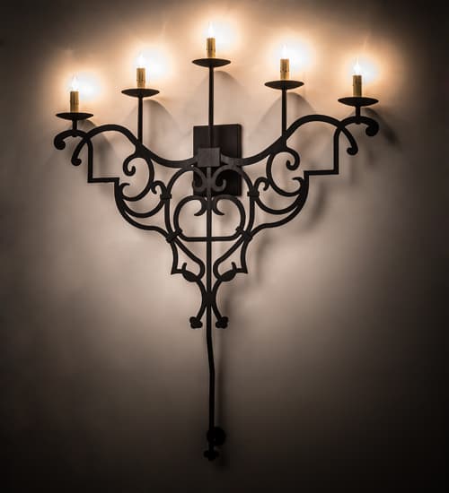 Fleur De Lys 5 Light 45" Tall Wall Sconce with Faux Candles