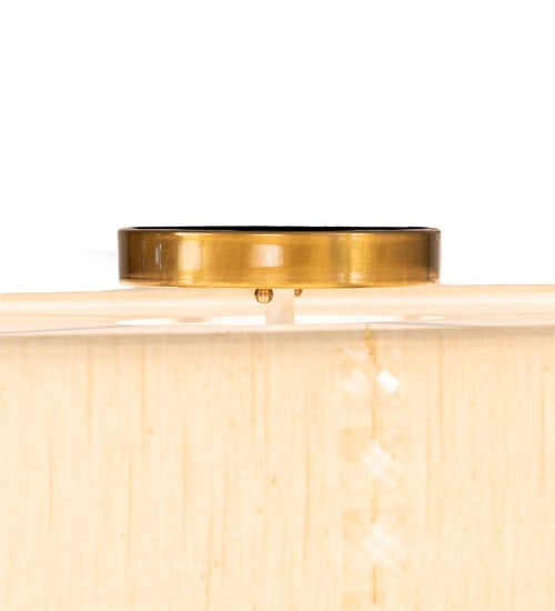 Cilindro Lujoso 8 Light 32" Wide Semi-Flush Drum Ceiling Fixture with Natural Silk Shade - Brass Finish