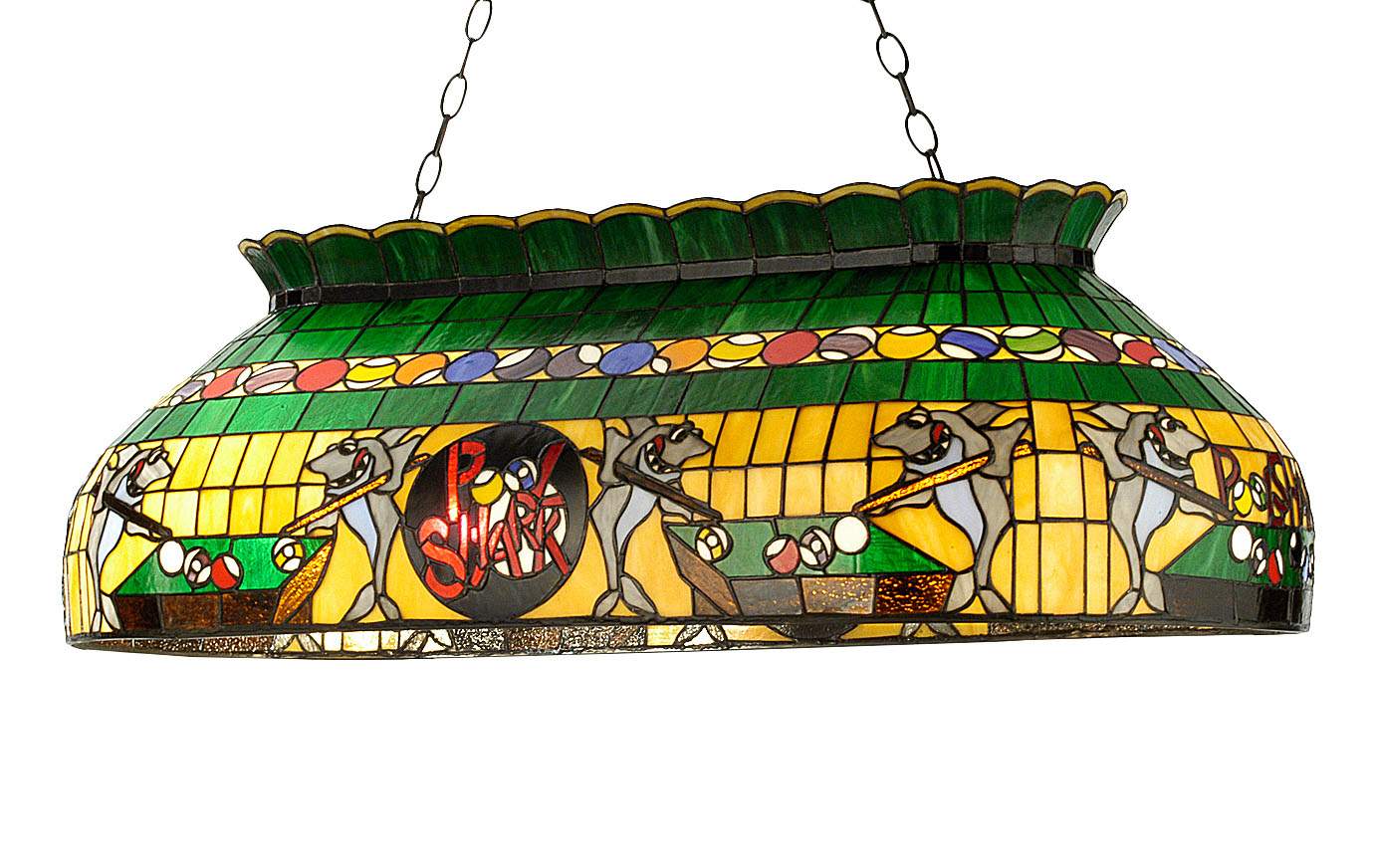 Pool Shark 6 Light 40" Wide Billiard Chandelier with Tiffany Glass Shade