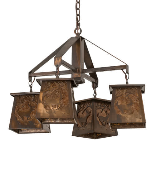 Deer at Dawn 4 Light 28" Wide Chandelier