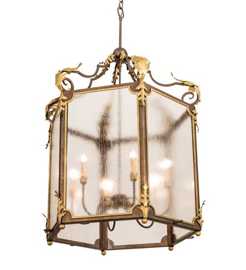 6 Light 34" Wide Taper Candle Pendant