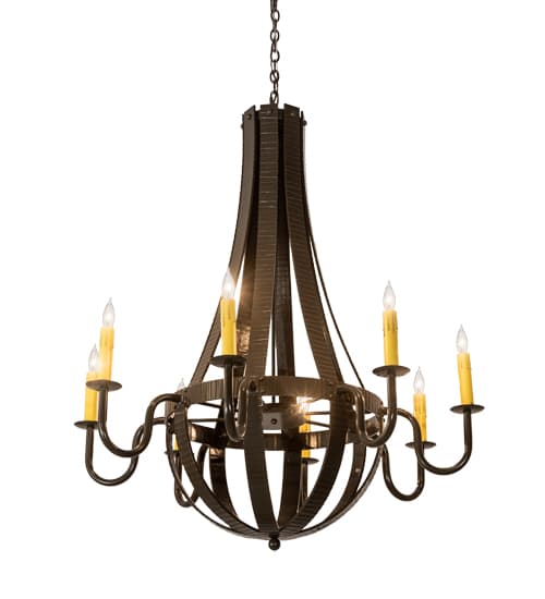 Barrel Stave 8 Light 42" Wide Taper Candle Style Chandelier