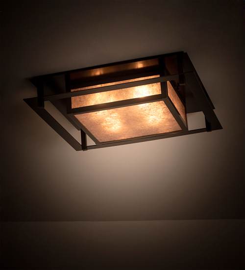 Quezon 4 Light 34" Wide Flush Mount Square Ceiling Fixture - Timeless Bronze Finish