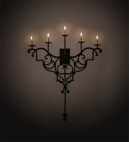 Fleur De Lys 5 Light 45" Tall Hand Crafted Wall Sconce