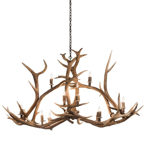 Long Antlers Elk 10 Light 28" Wide Antler Candle Style Chandelier