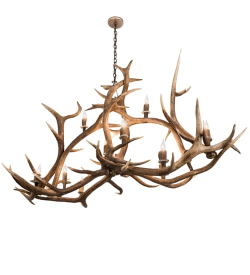 Long Antlers Elk 10 Light 28" Wide Antler Candle Style Chandelier