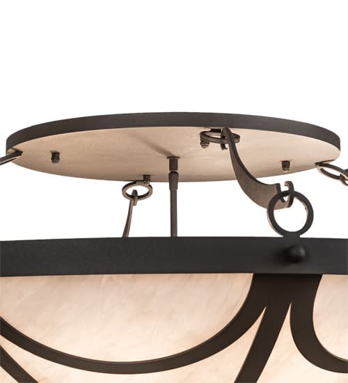 Carousel 8 Light 42" Wide Semi-Flush Bowl Ceiling Fixture - Hand Wrought Iron Finish