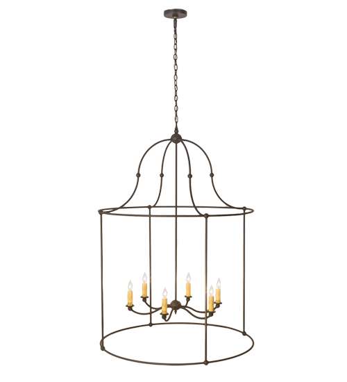 6 Light 42" Wide Taper Candle Pendant