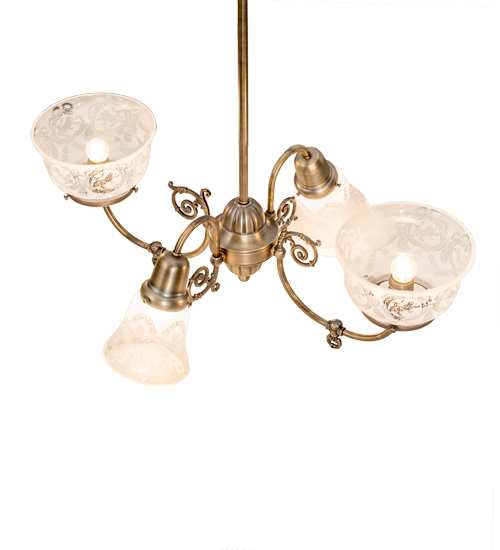 Long Revival Gas and Electric 4 Light 21" Wide Chandelier