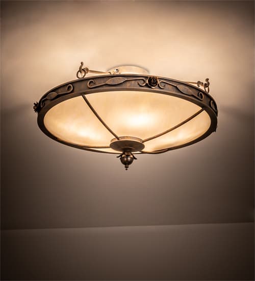 Arabesque 4 Light 28" Wide Semi-Flush Bowl Ceiling Fixture - French Bronzed Finish