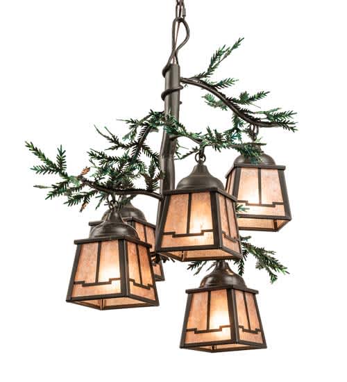 Pine Branch 5 Light 28" Wide Chandelier