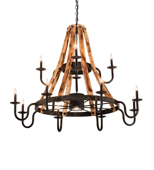 Barrel Stave 12 Light 54" Wide Taper Candle Style Chandelier