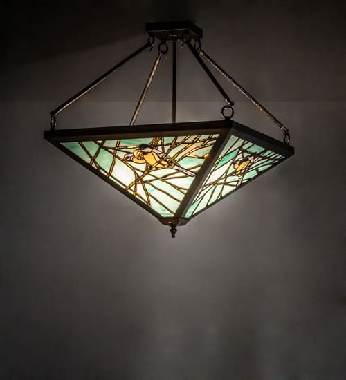 Backyard Friends 4 Light 24" Tall Semi-Flush Ceiling Fixture - Antique Copper Finish