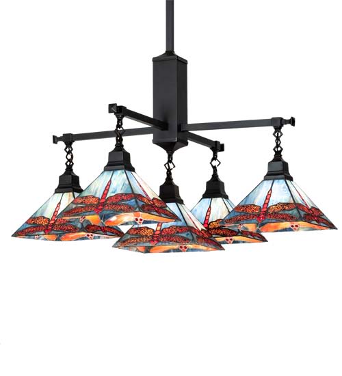 Square Prairie Dragonfly 5 Light 51" Wide Chandelier