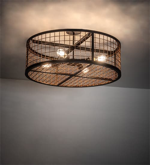 Paloma Golpe 4 Light 30" Wide Semi-Flush Drum Ceiling Fixture
