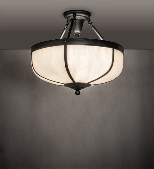 Arts and Crafts 3 Light 18" Wide Semi-Flush Bowl Ceiling Fixture - Craftsman Brown Finish