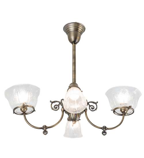 Long Revival Gas and Electric 4 Light 21" Wide Semi-flush Ceiling Fixture