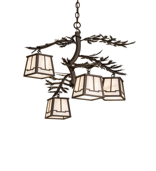 Pine Branch 4 Light 26" Wide Chandelier