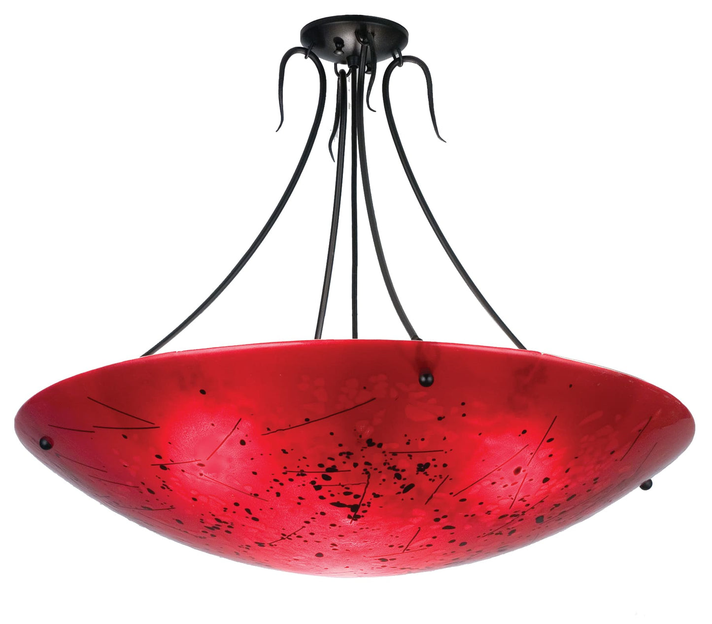 30" W Luce Rossa Fused Glass Inverted Semi-Flushmount Ceiling Fixture