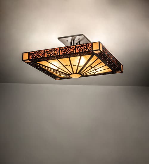 Zuvan 4 Light 43" Wide Semi-Flush Square Ceiling Fixture
