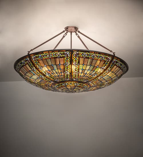 Fleur-de-lis 8 Light 40" Wide Semi-Flush Bowl Ceiling Fixture - Mahogany Bronze Finish