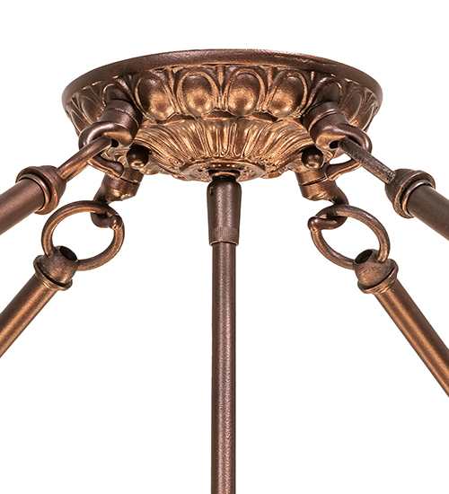 Fleur-de-lis 8 Light 40" Wide Semi-Flush Bowl Ceiling Fixture - Mahogany Bronze Finish