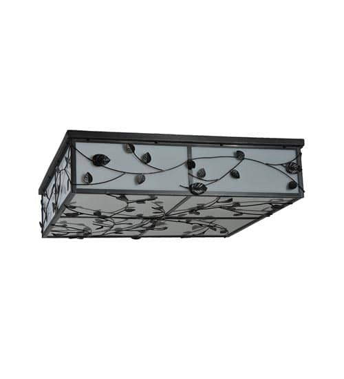Ivy 8 Light 51" Wide Flush Mount Square Ceiling Fixture - Textured Black Finish - Medium Bulb Base